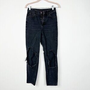 2/$30 Topshop Jeans Extreme Knee Rip Skinny Washed Black 25 #9389